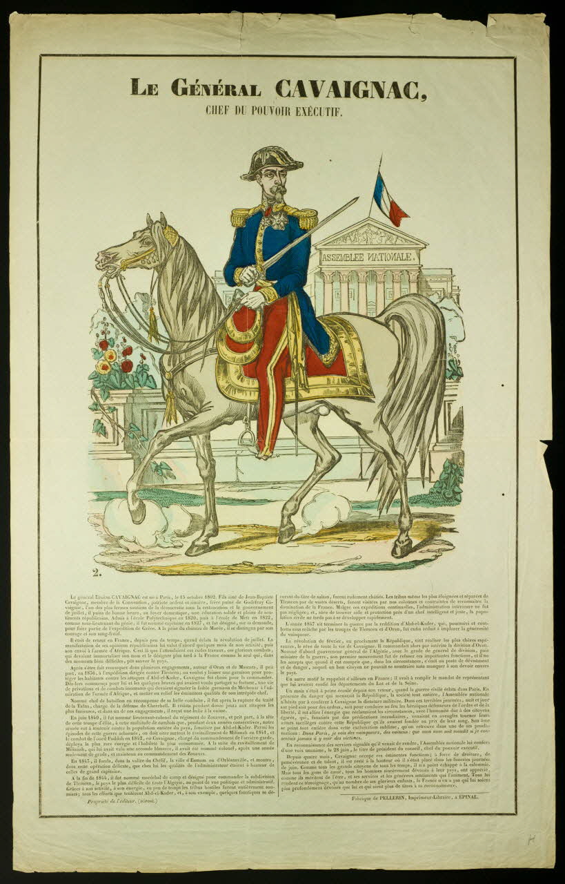 Pellerin estampe LE GENERAL CAVAIGNAC. CHEF DU POUVOIR EXECUTIF. Lorraine, France 1840 1950.39.799 Photo