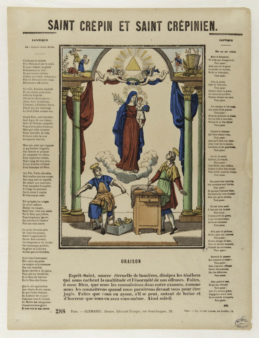 Charles-Eugène Glémarec ; François Lacour estampe SAINT CREPIN ET SAINT CREPINIEN. Ile-de-France, France 1855 1950.39.82 Photo