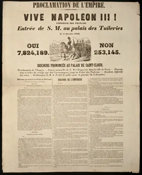 estampe PROCLAMATION DE L'EMPIRE.  Entrée de S. M. au palais des Tuileries  DISCOURS PRONONCES AU PALAIS DE SAINT-CLOUD, Ile-de-France, France 1852 1950.39.832  Photo