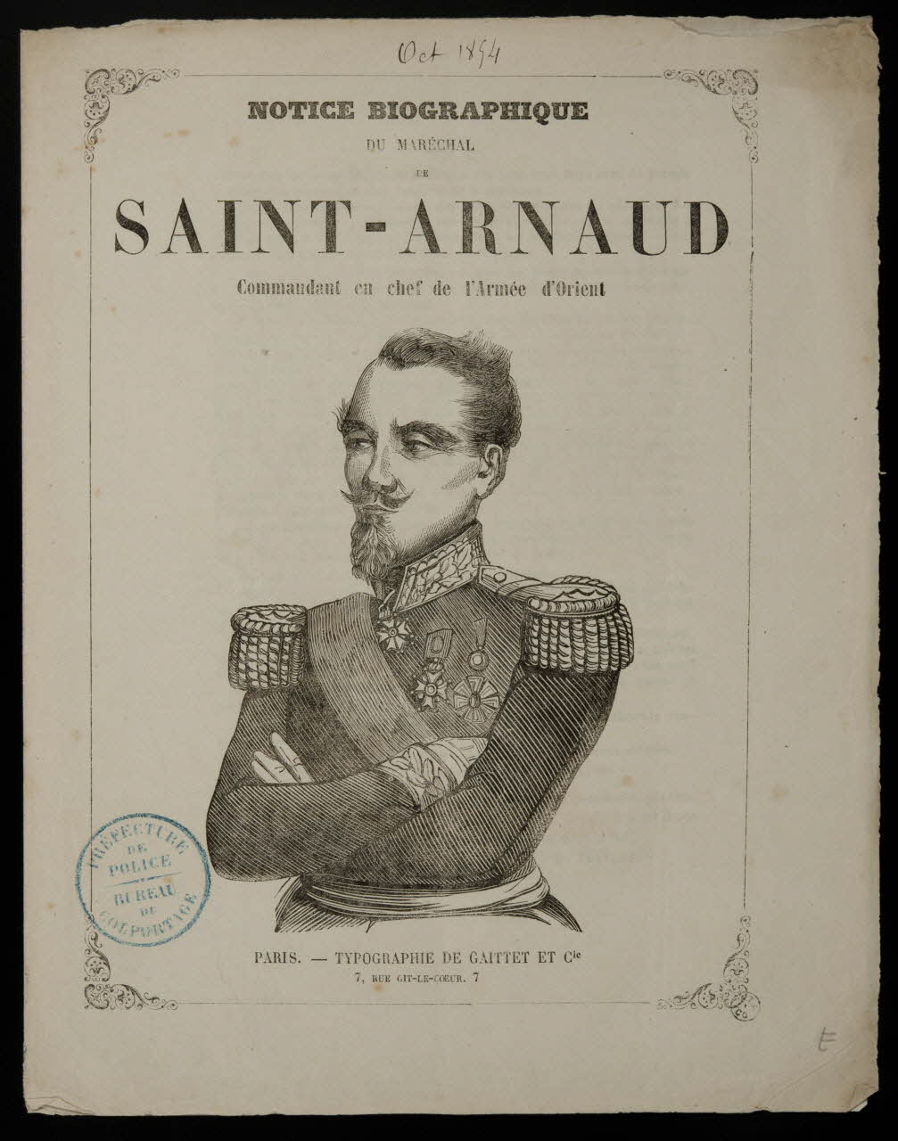 estampe NOTICE BIOGRAPHIQUE  DU MARECHAL  DE  SAINT-ARNAUD 1950.39.852.1 Photo