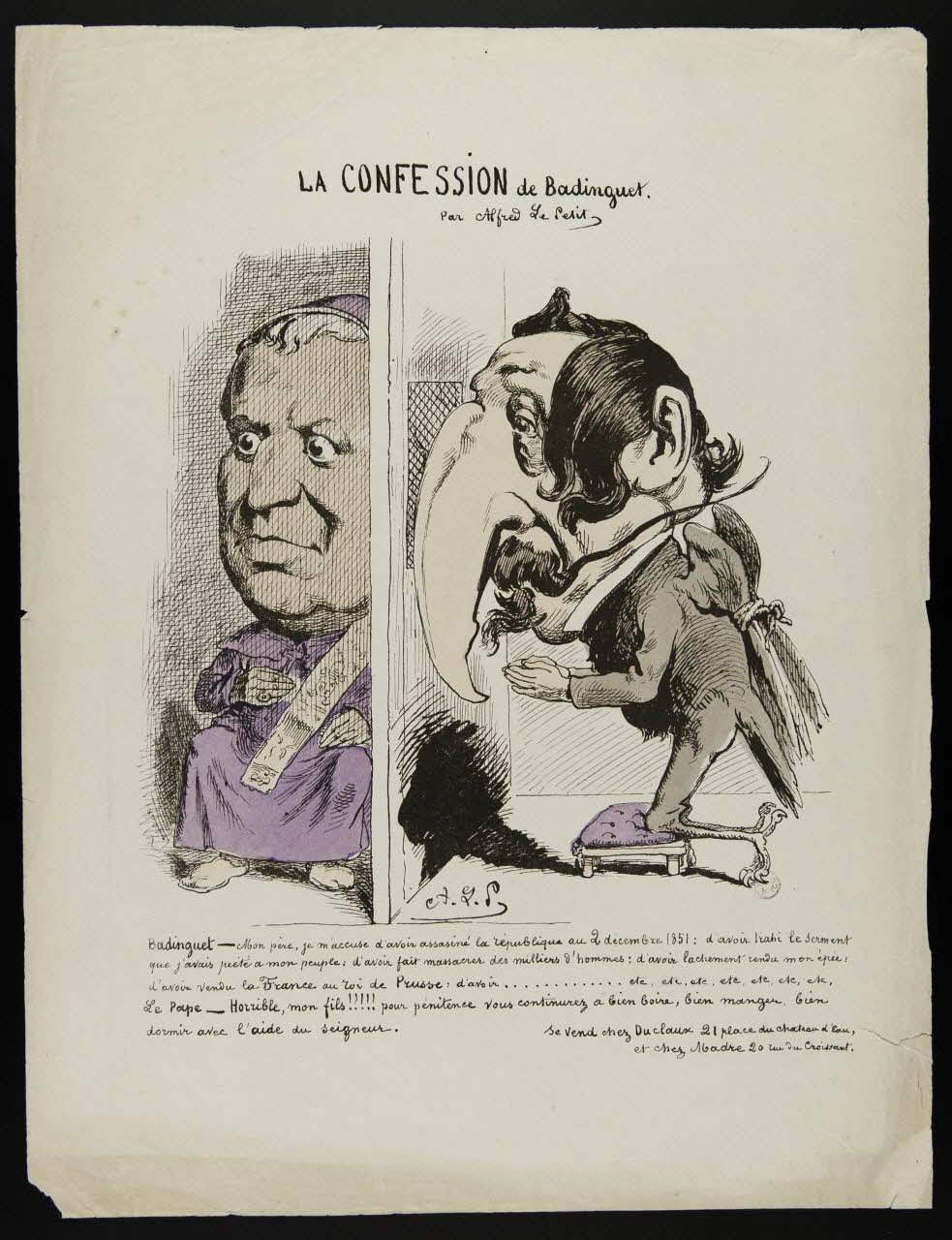 estampe LA CONFESSION de Badinguet. 1950.39.869 Photo