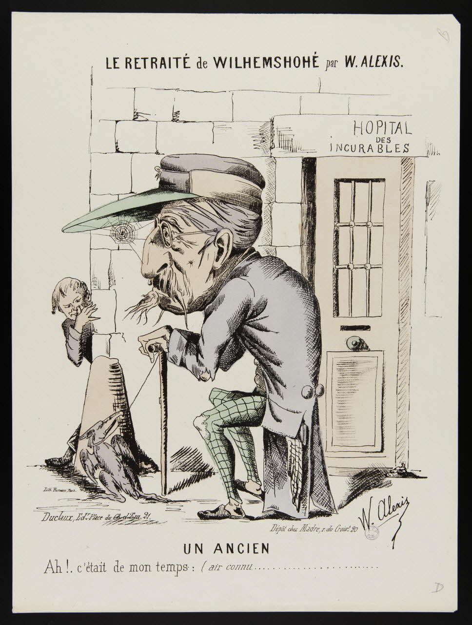 estampe LE RETRAITE DE WILHEMSHOHE  UN ANCIEN  Ah !. c'était de mon temps : (air connu........................ 1950.39.883 Photo