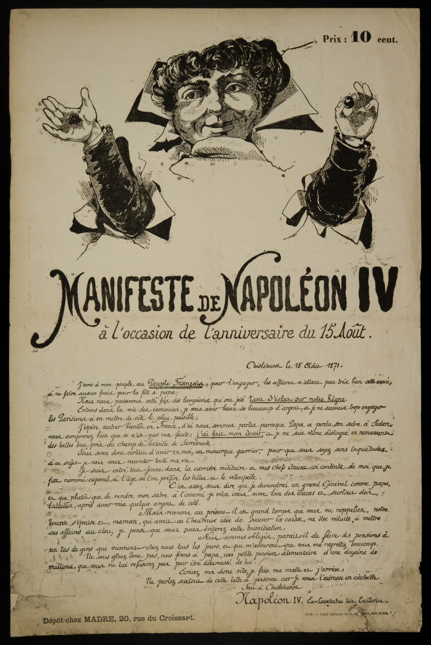 estampe MANIFESTE DE NAPOLEON IV  à l'occasion de l'anniversaire du 15 Août. 1950.39.891 Photo