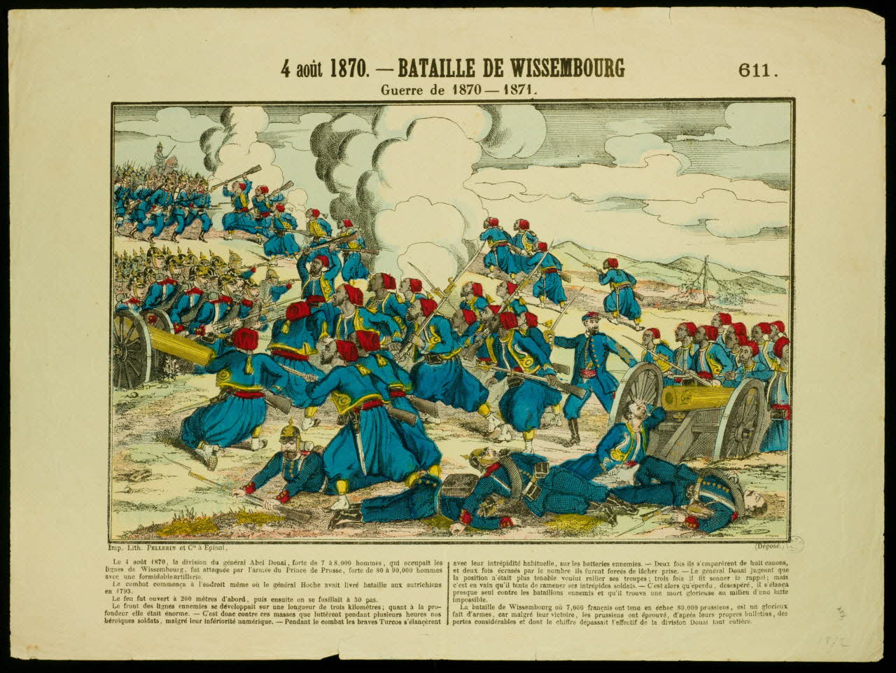 estampe 4 août 1870. - BATAILLE DE WISSEMBOURG  Guerre de 1870-1871. 1950.39.904 Photo