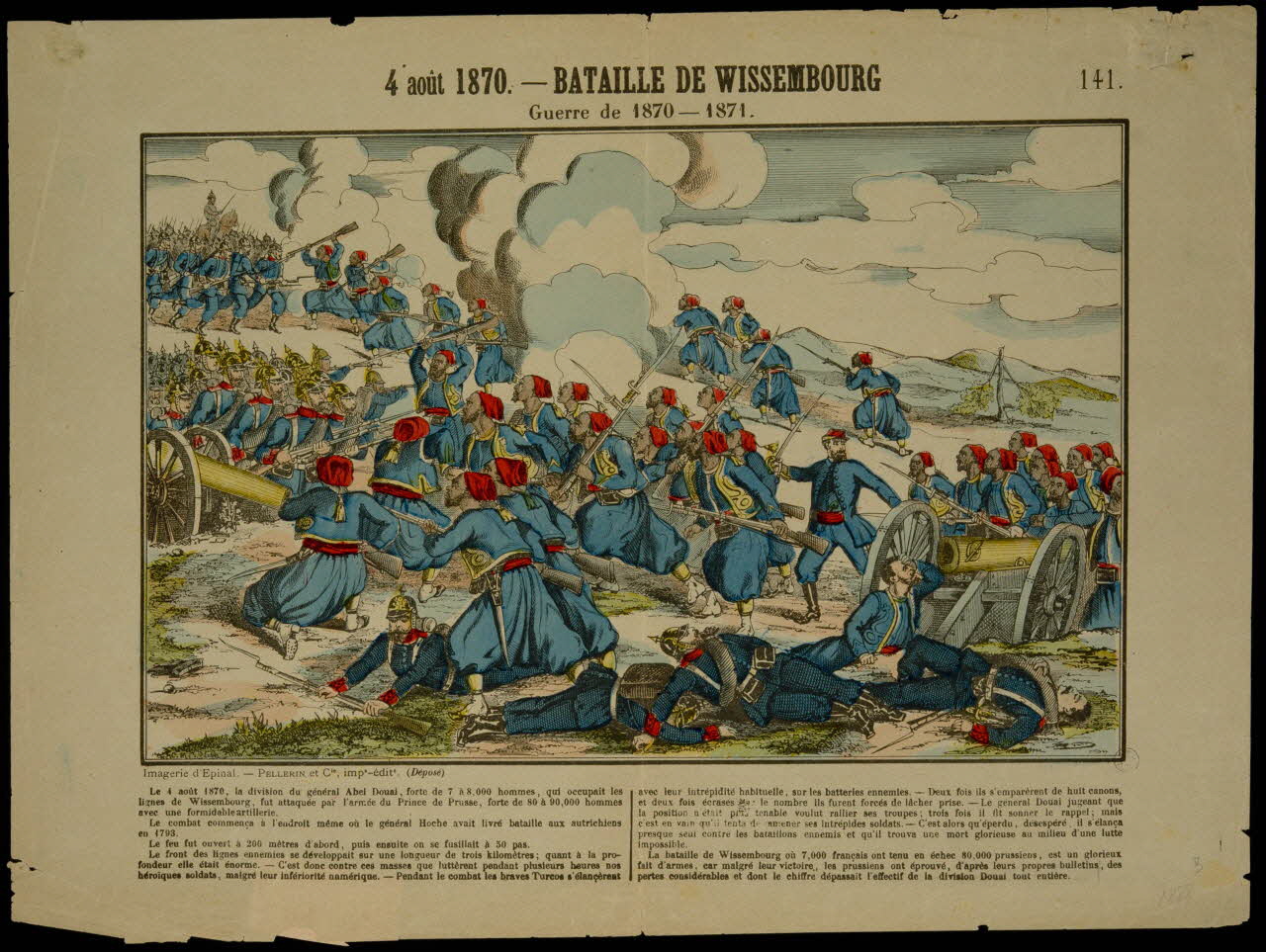Pellerin estampe 4 août 1870. - BATAILLE DE WISSEMBOURG  Guerre de 1870-1871. Lorraine, France 1888 1950.39.906 Photo
