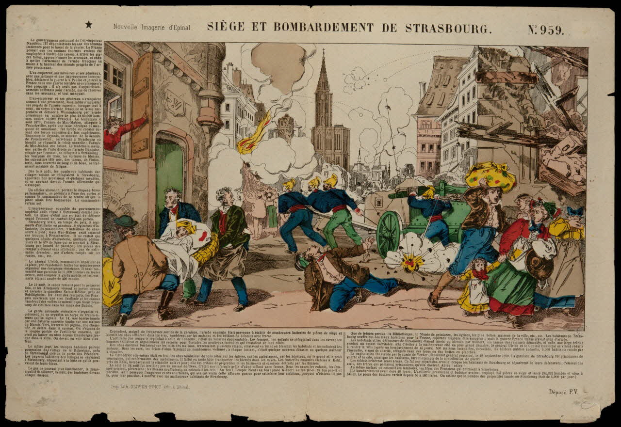 François-Charles Pinot estampe SIEGE ET BOMBARDEMENT DE STRASBOURG. Lorraine, France 1875-1888 1950.39.932 Photo