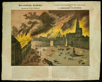 U. Schneider estampe FAITS HISTORIQUES DE L'ALSACE.  LE BOMBARDEMENT DE STRASBOURG. Alsace, France 1870 1950.39.936 Photo