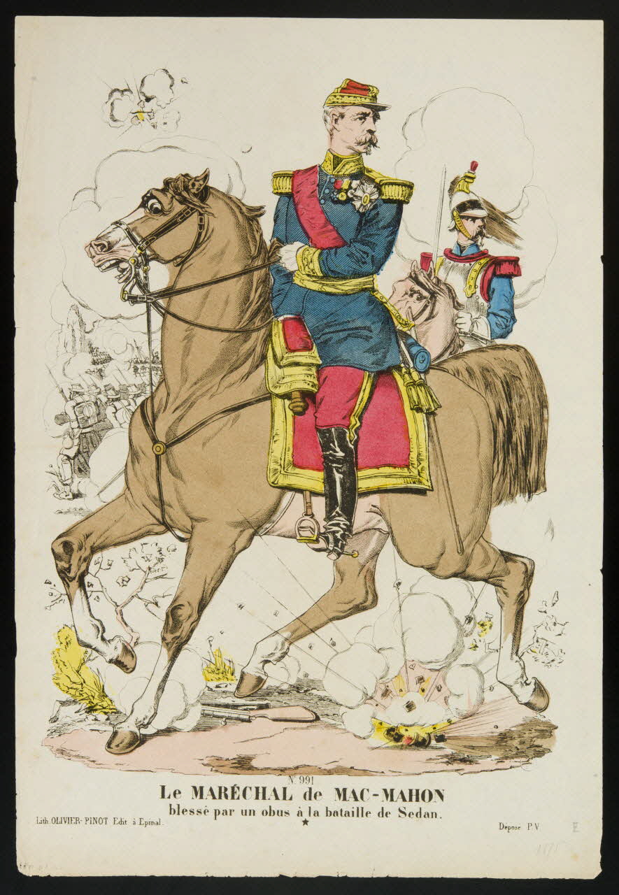 François-Charles Pinot estampe Le MARECHAL de MAC-MAHON  blessé par un obus à la bataille de Sedan. Lorraine, France 1875-1888 1950.39.943 Photo