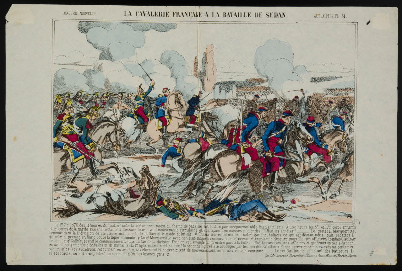 Elie Haguenthal estampe LA CAVALERIE FRANÇAISE À LA BATAILLE DE SEDAN. Pont-à-Mousson 1870-1880 1950.39.945 Photo