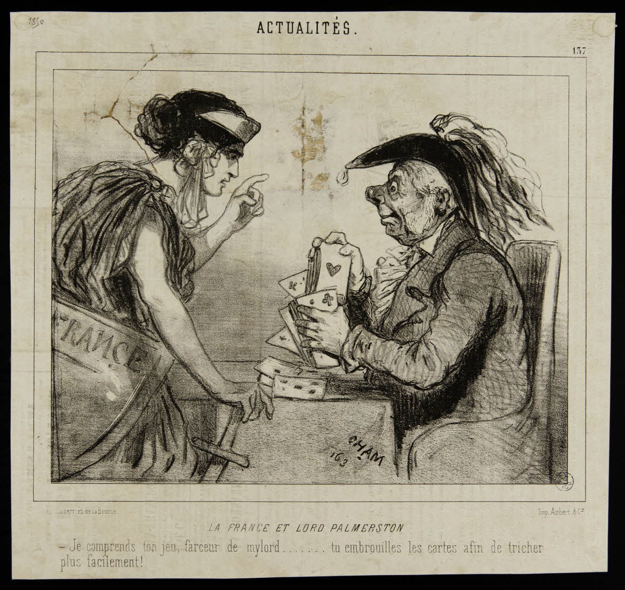 Cham ; Aubert et Cie illustration LA FRANCE ET LORD PALMERSTON 1890 1950.9.243 Photo