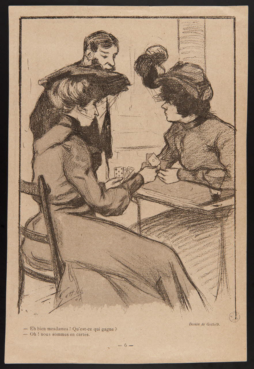 Fernand Louis Gottlob illustration - Eh bien mesdames ! Qu'est-ce qui gagne ?  - Oh ! nous sommes en cartes. 1901 1950.9.250 Photo