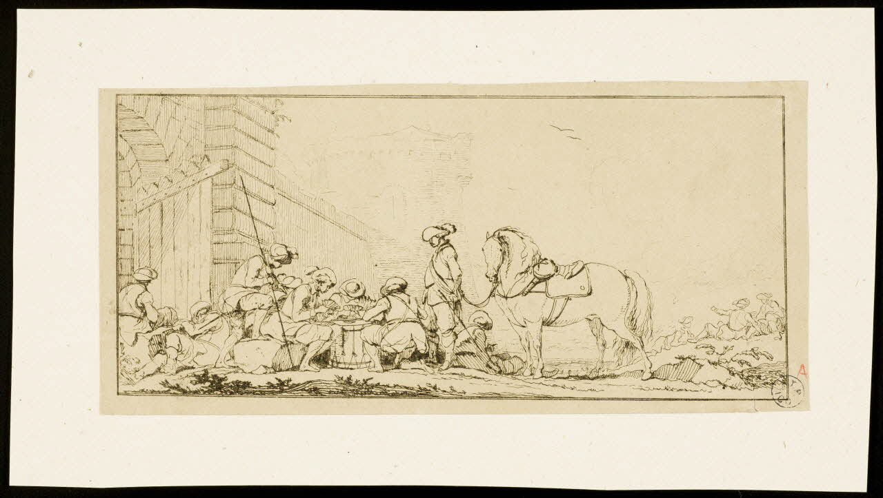 estampe Jeu de cartes devant des remparts 1950.9.27 Photo