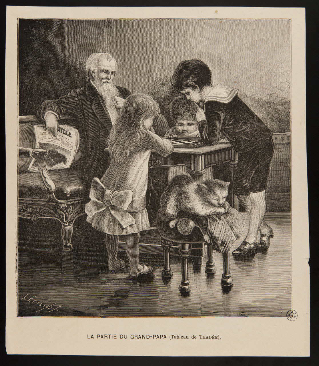 estampe LA PARTIE DU GRAND-PAPA (Tableau de THADEE). 1950.9.323 Photo