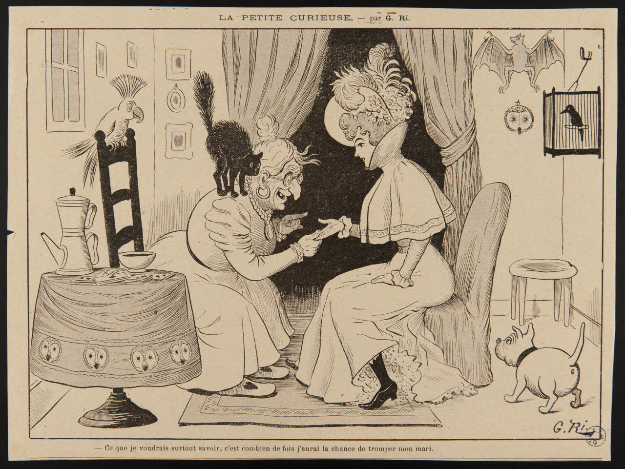 estampe LA PETITE CURIEUSE, - par G. Ri.  - Ce que je voudrais surtout savoir, c'est combien de fois j'aurai la chance de tromper mon mari. 1950.9.340 Photo
