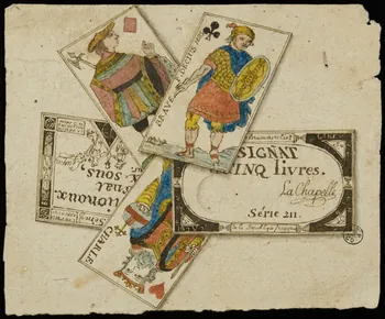 Girardet Eugène Alexis dessin Trompe l'oeil : cartes à jouer et assignat 1794 1950.9.387  Photo