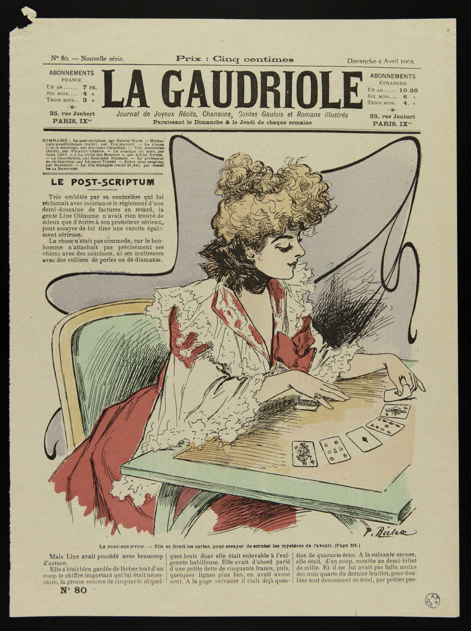 Frison Gustave ; La Gaudriole ; Hugonis et Cie (imprime illustration LA GAUDRIOLE  LE POST-SCRIPTUM. Paris 1903 1950.9.464 Photo