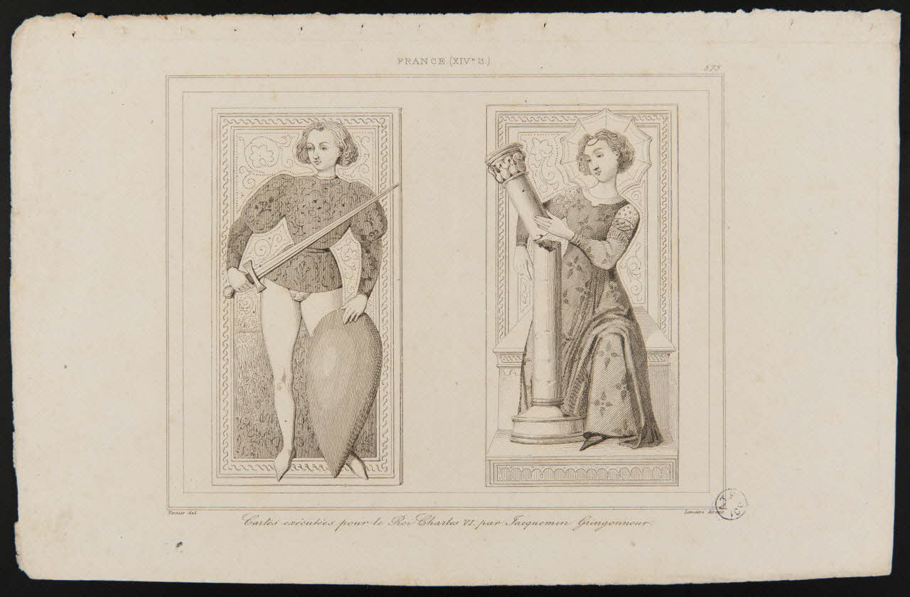 estampe FRANCE (XIVe S.)  Cartes exécutées pour le Roi Charles VI par Jacquemin Gringonneur. 1950.9.469 Photo