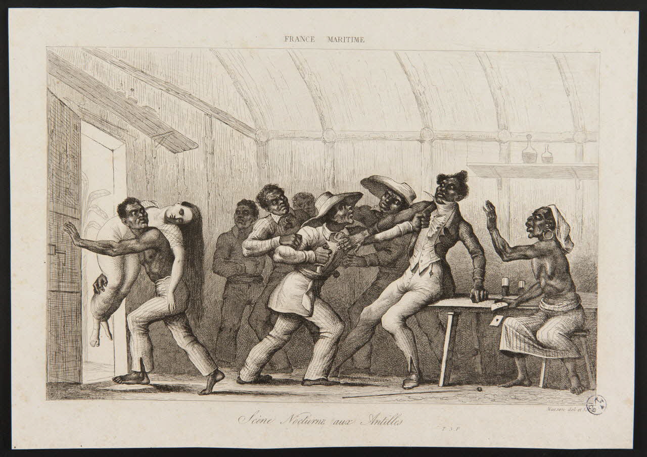 estampe FRANCE MARITIME  Scène Nocturne aux Antilles 1950.9.56 Photo