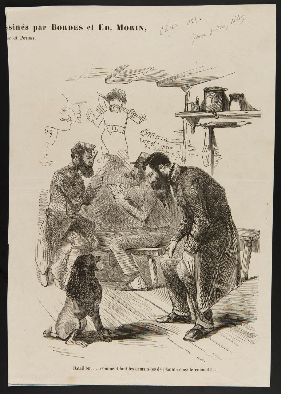 Bordes ; Edmond Morin ; Journal pour rire illustration Les sapeurs jouent aux cartes 1849 1950.9.59 Photo