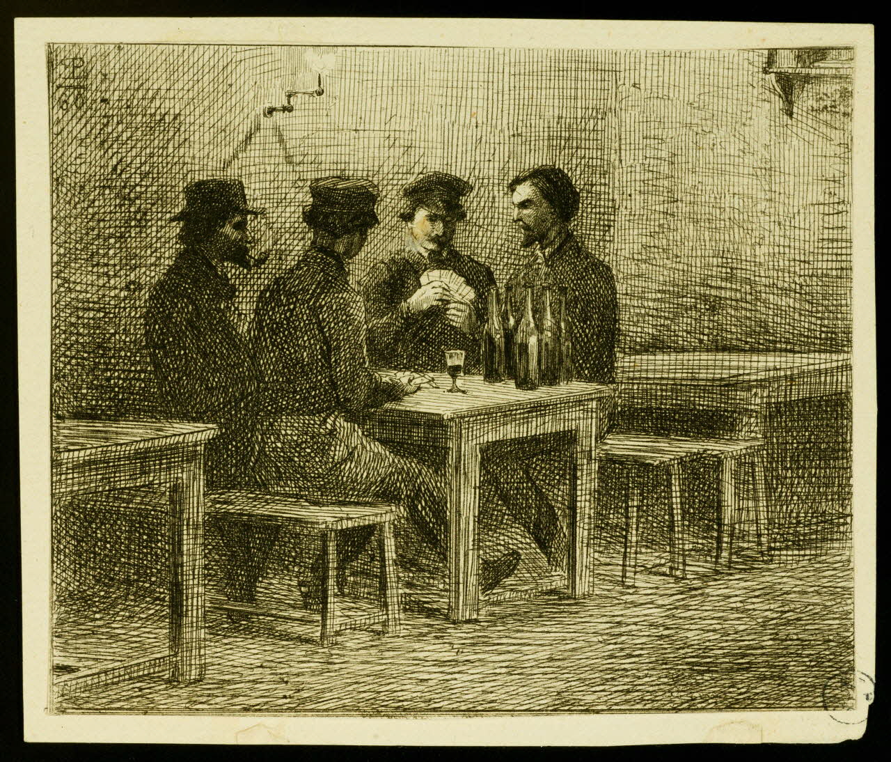 estampe Quatre hommes jouent aux cartes de nuit 1950.9.79 Photo