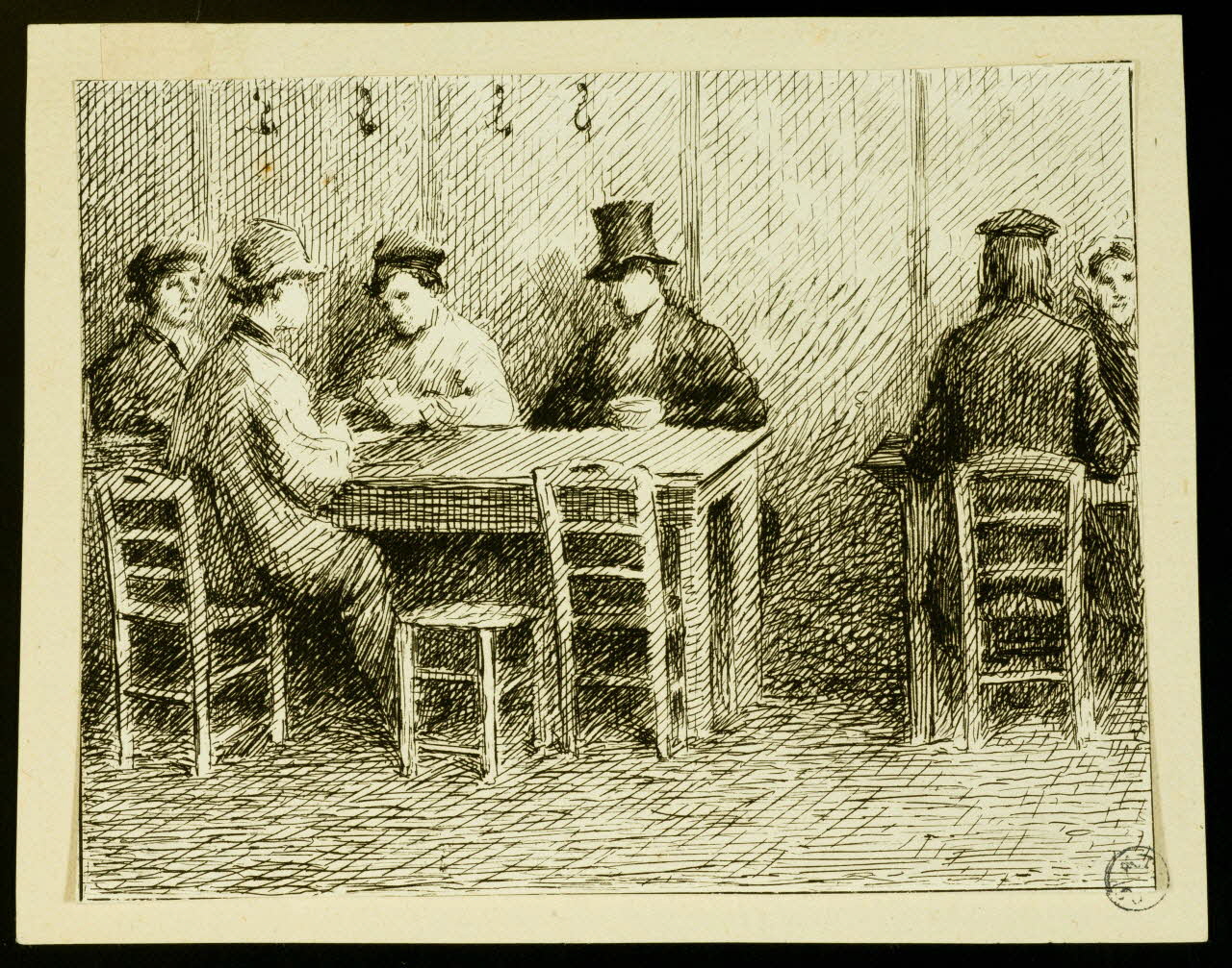 estampe Des hommes jouent aux cartes 1950.9.80 Photo