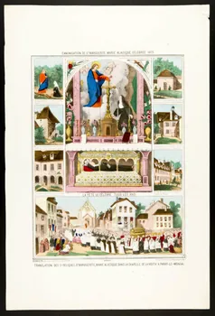 estampe CANONISATION DE Ste MARGUERITE, MARIE ALACOQUE, CELEBREE 1873.  TRANSLATION DES Stes RELIQUES, Ste MARGUERITE MARIE ALACOQUE DANS LA CHAPELLE DE LA VISITAn A PARAY-LE-MONIAL. 1951.16.100 Photo