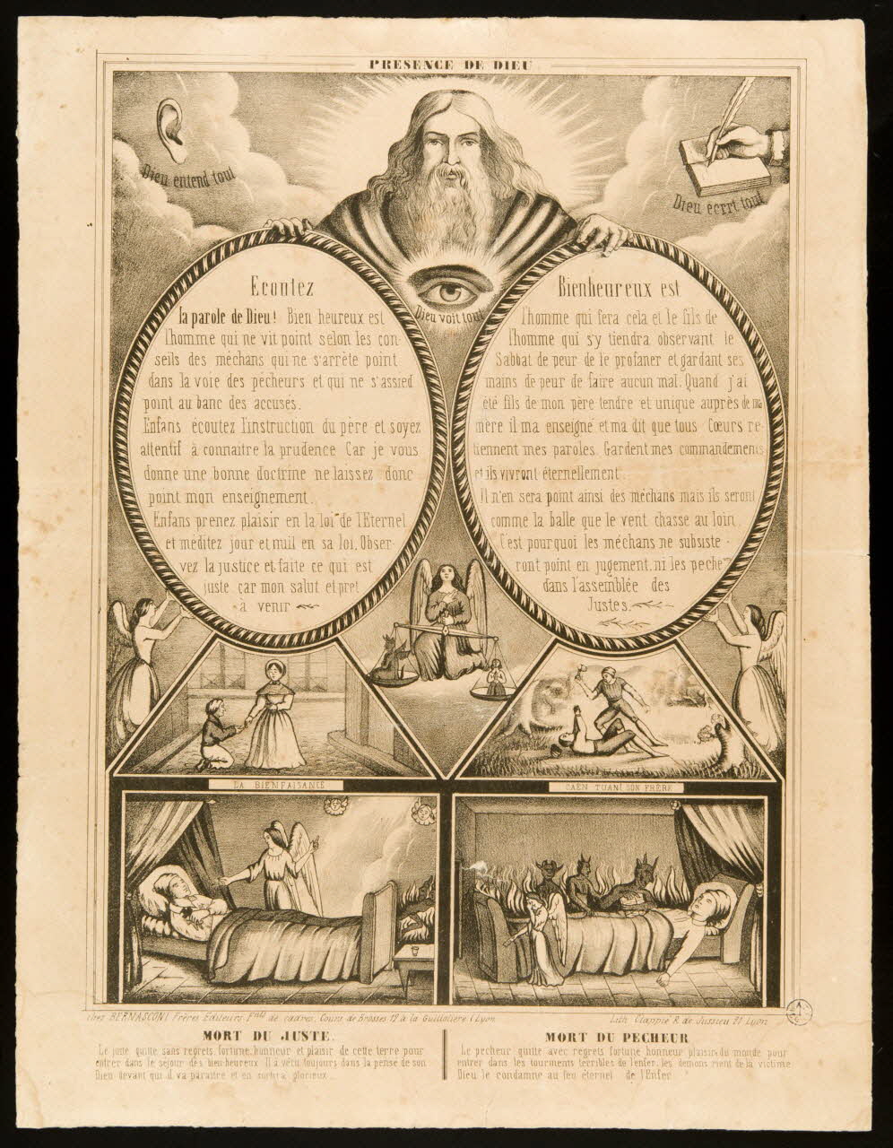 estampe PRESENCE DE DIEU.  MORT DU JUSTE.  MORT DU PECHEUR. 1951.16.104 Photo
