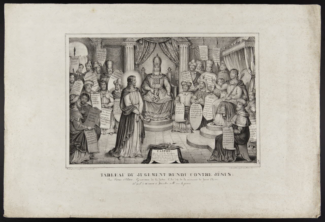 estampe TABLEAU DU JUGEMENT RENDU CONTRE JESUS. 1951.16.156 Photo