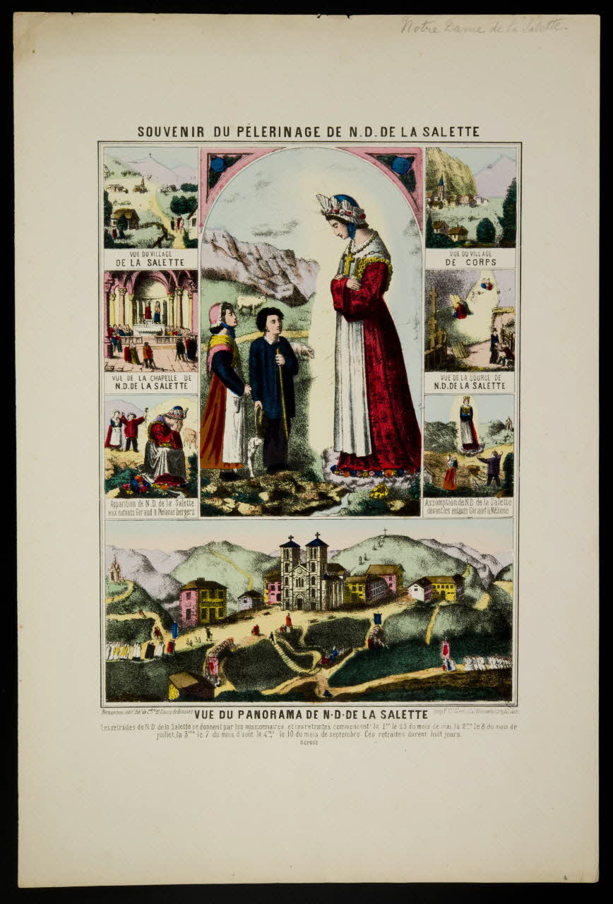 estampe SOUVENIR DU PELERINAGE DE N.D. DE LA SALETTE. 1951.16.257 Photo