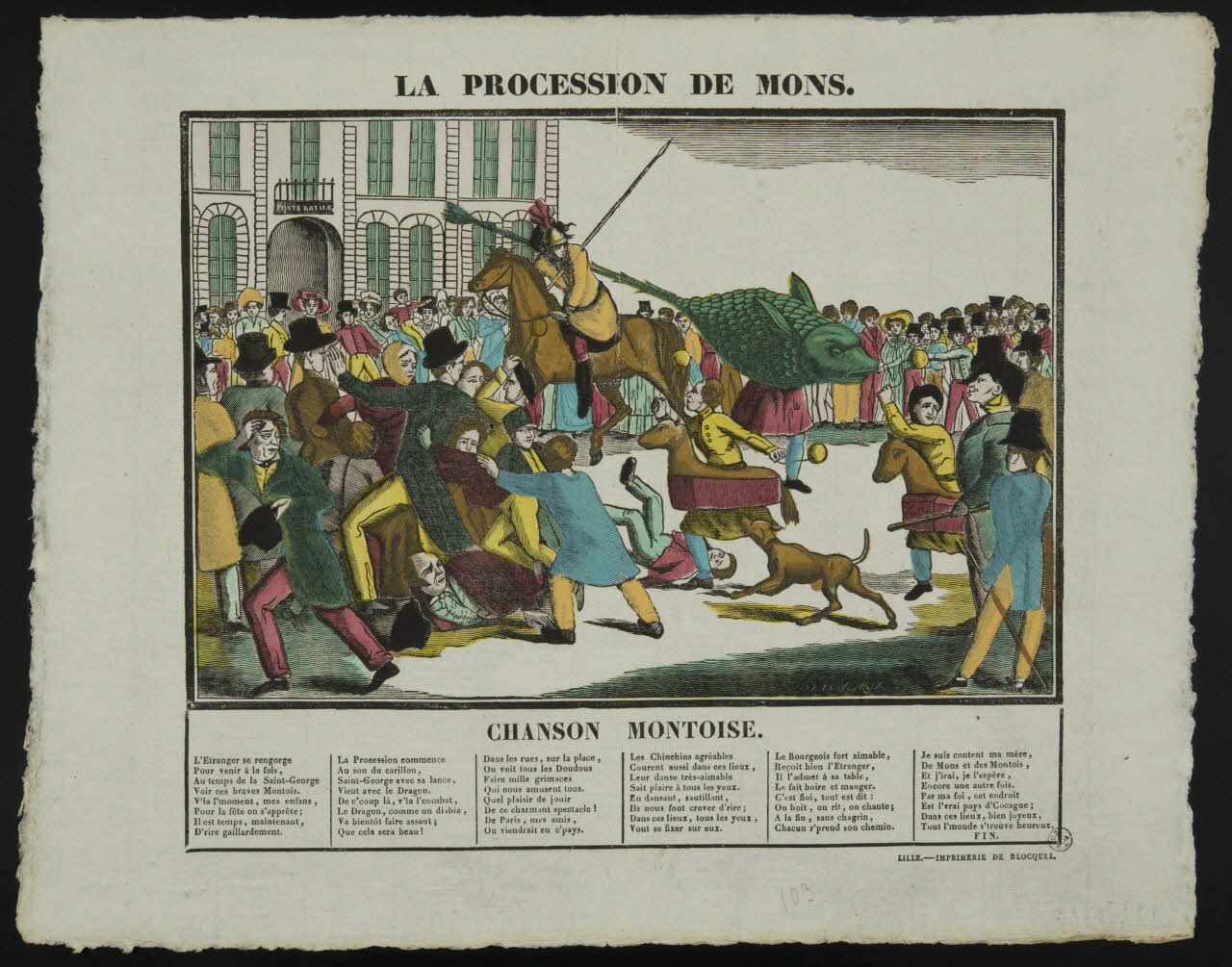 Antoine Thiébault ; Simon-François Blocquel imagerie ancienne LA PROCESSION DE MONS.  CHANSON MONTOISE. Lille 1829-1837 1951.16.37 Photo
