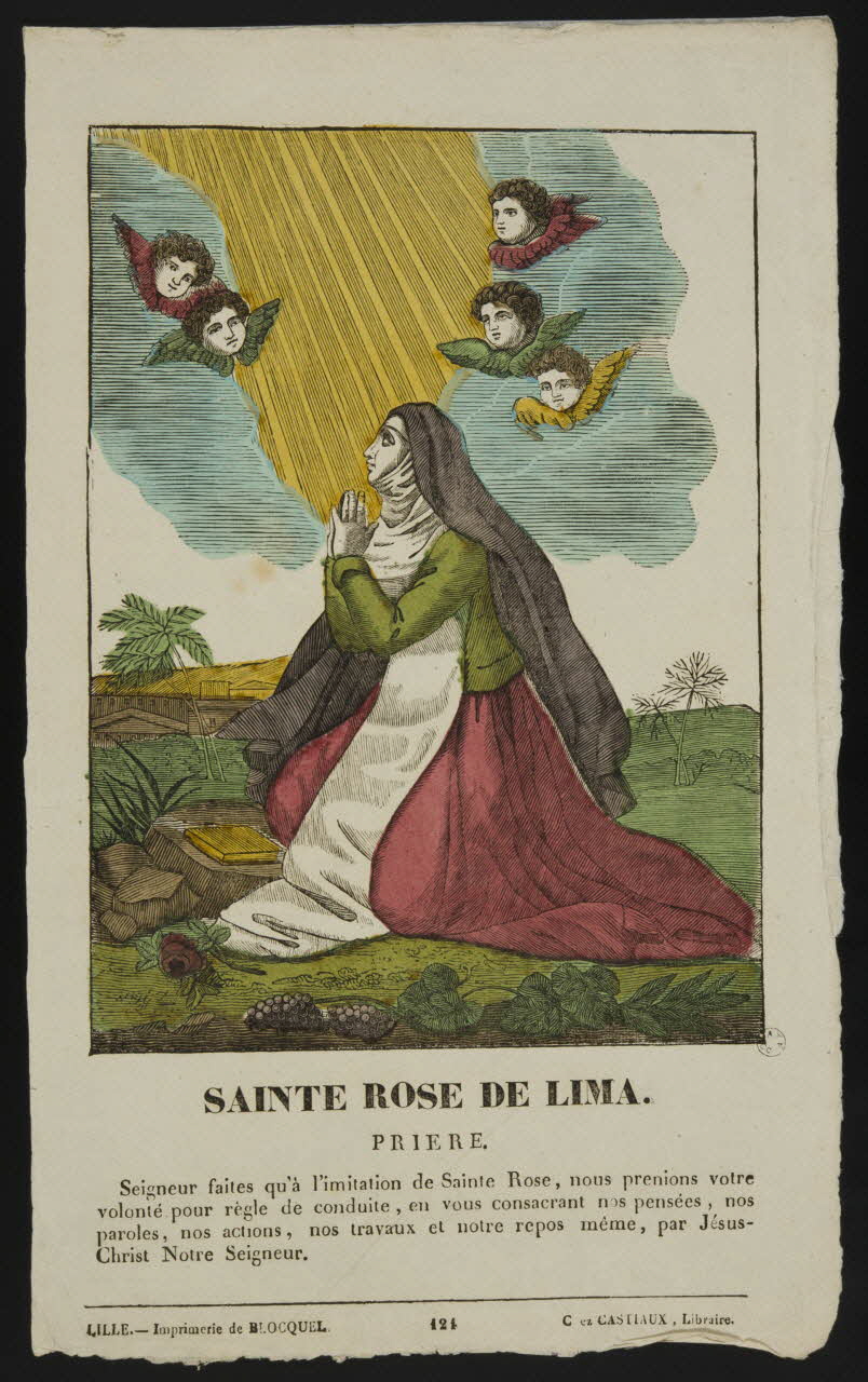 imagerie ancienne SAINTE ROSE DE LIMA.  PRIERE. 1951.16.89 Photo