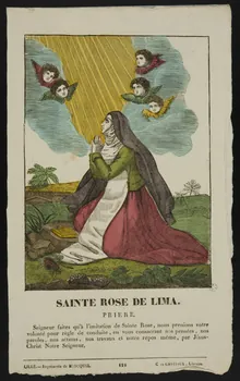 imagerie ancienne SAINTE ROSE DE LIMA.  PRIERE. 1951.16.89 Photo