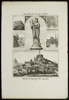 estampe SOUVENIR DE N-D. DE FRANCE  VUE DE LA VILLE DU PUY (Haute-Loire) 1951.16.94  Photo