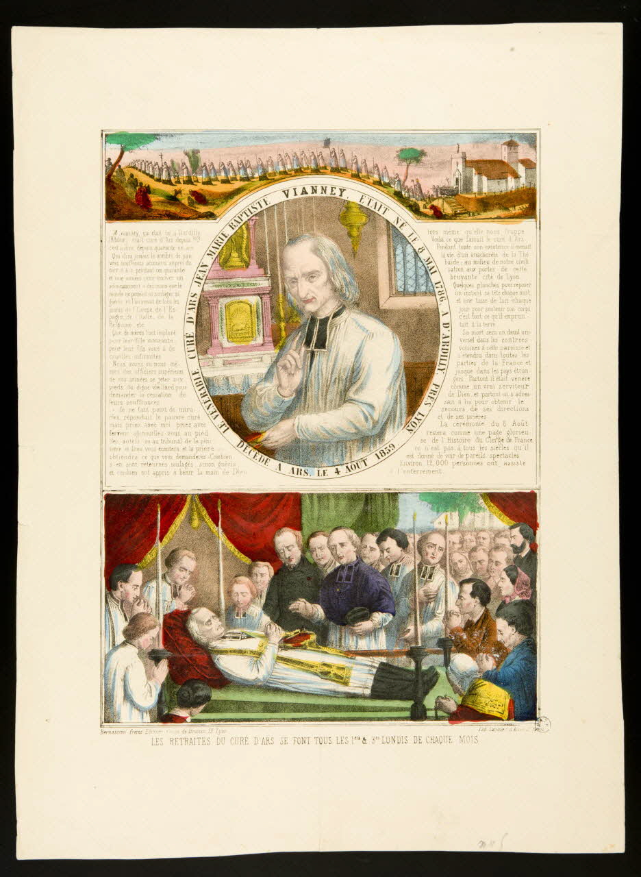 estampe LE VENERABLE CURE D'ARS JEAN MARIE BAPTISTE VIANNEY ETAIT NE LE 8 MAI 1786 A D'ARDILLY, PRES LYON   DECEDE A ARS LE 4 AOUT 1859. 1951.16.95 Photo