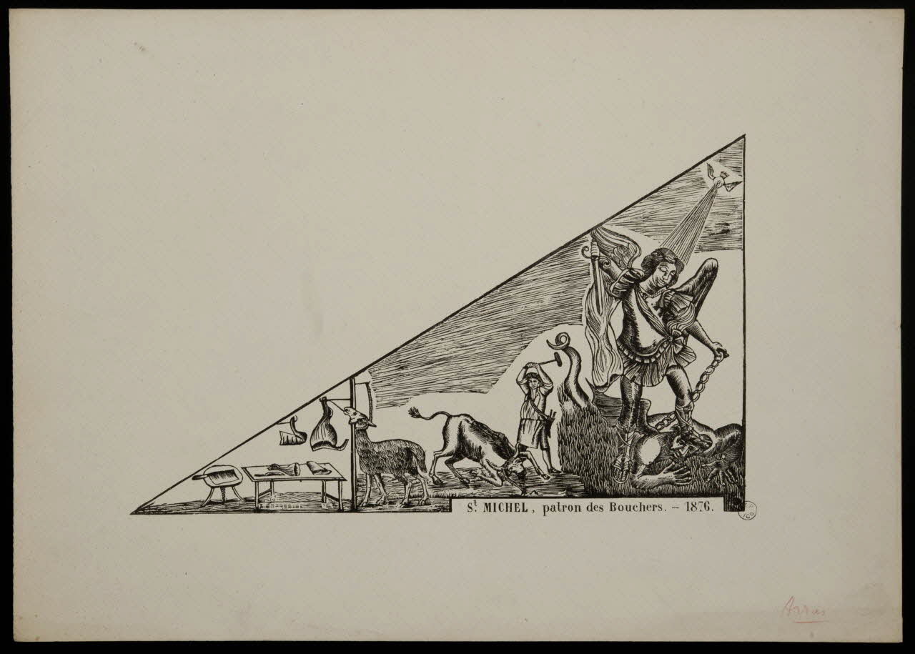 estampe St MICHEL, patron des Bouchers. 1951.33.19 Photo