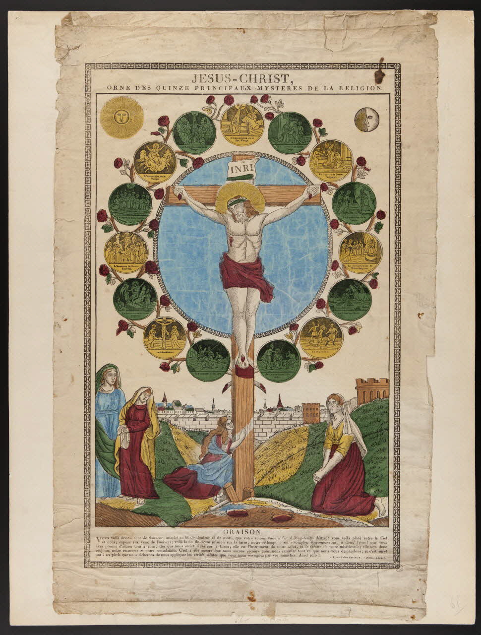 imagerie ancienne JESUS-CHRIST,  ORNE DES QUINZE PRINCIPAUX MYSTERES DE LA RELIGION. 1951.40.16 Photo