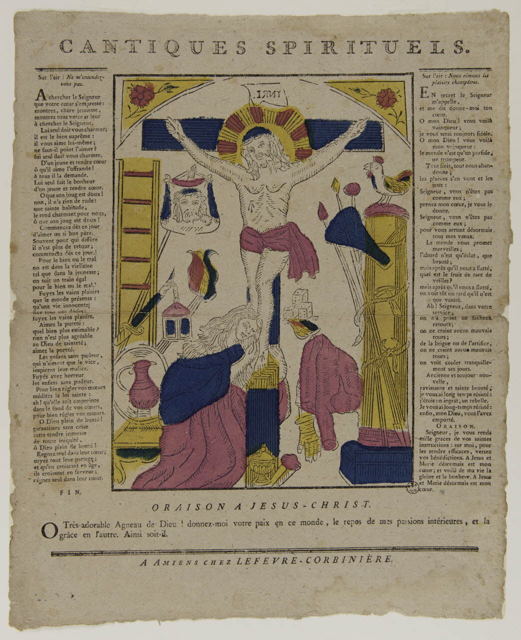 Lefèvre-Corbinière Jean Baptiste imagerie ancienne CANTIQUES SPIRITUELS.  ORAISON A JESUS-CHRIST. Amiens 1765-1837 1951.53.2 Photo