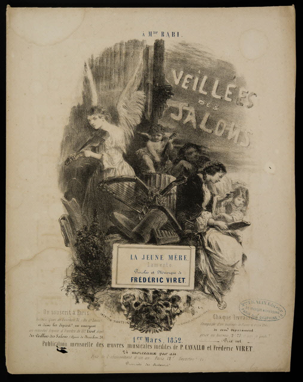 Célestin Nanteuil ; Bertauts ; Tralin Mme partition LA JEUNE MERE. Paris 1852 1951.65.149 Photo