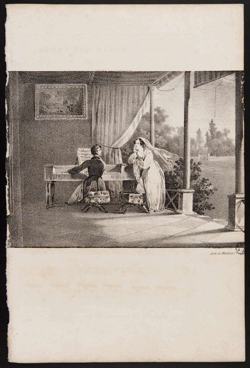 estampe Un homme joue du piano pour une femme 1951.65.61 Photo