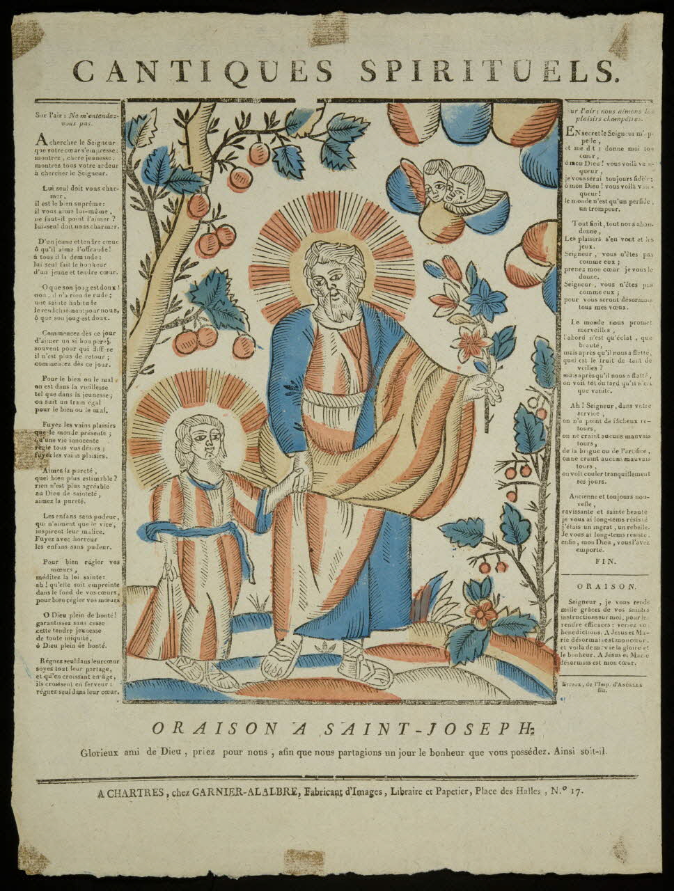 estampe CANTIQUES SPIRITUELS.  ORAISON A SAINT-JOSEPH. 1951.70.2 Photo