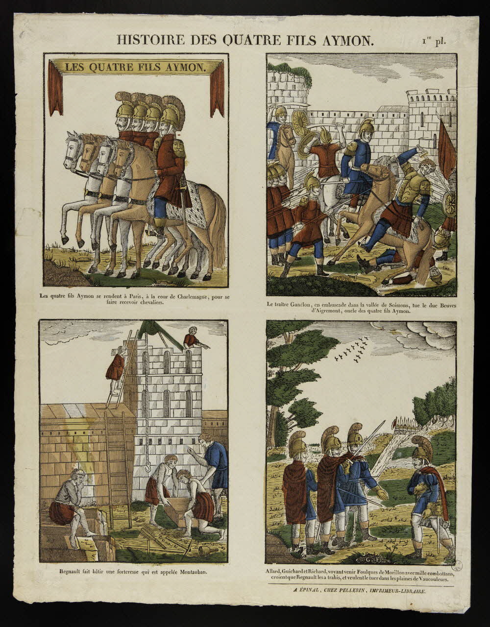 François Georgin ; Pellerin imagerie ancienne HISTOIRE DES QUATRE FILS AYMON. Lorraine, France 1837 1951.72.17 Photo