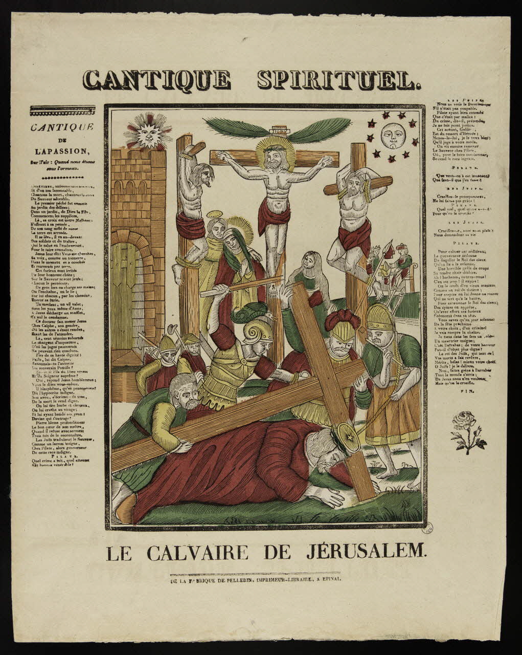 Pellerin imagerie ancienne CANTIQUE SPIRITUEL.  LE CALVAIRE DE JERUSALEM. Lorraine, France 1837 1951.72.18 Photo