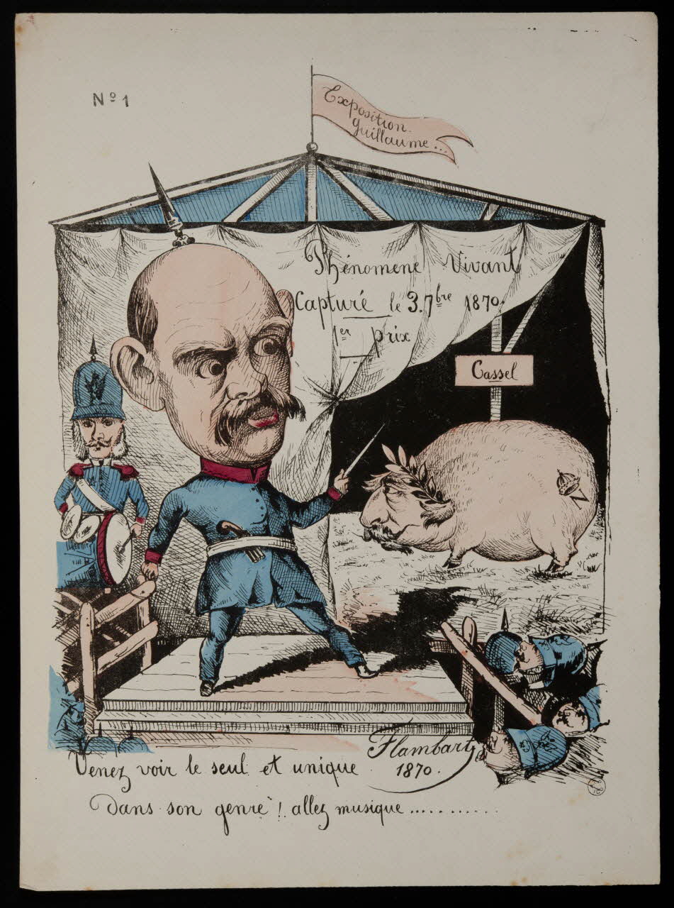 estampe Exposition  Guillaume  Phénomène Vivant  capturé le 37bre 1870.  1er prix 1951.79.31 Photo