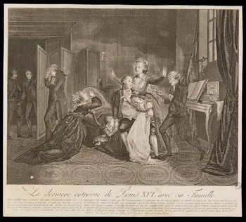 Pellerin ; Decrenant imagerie ancienne La dernière entrevue de Louis XVI avec sa Famille. France 1793 1951.79.50 Photo
