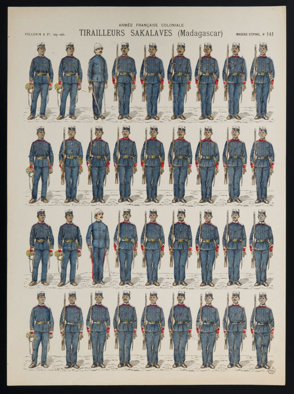 estampe ARMEE FRANCAISE COLONIALE  TIRAILLEURS SAKALAVES (Madagascar) 1952.106.23 Photo