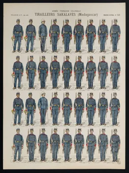 estampe ARMEE FRANCAISE COLONIALE  TIRAILLEURS SAKALAVES (Madagascar) 1952.106.23 Photo
