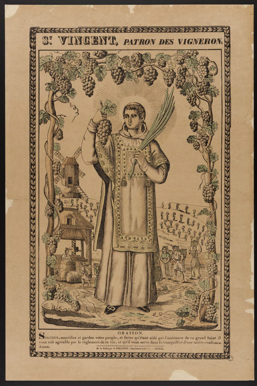 estampe ST VINCENT, PATRON DES VIGNERONS.  ORAISON. 1952.106.39 Photo