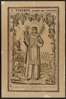 estampe ST VINCENT, PATRON DES VIGNERONS.  ORAISON. 1952.106.39 Photo