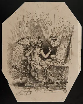 estampe Jeune fille effrayée par son reflet dans le miroir 1952.120.14 Photo