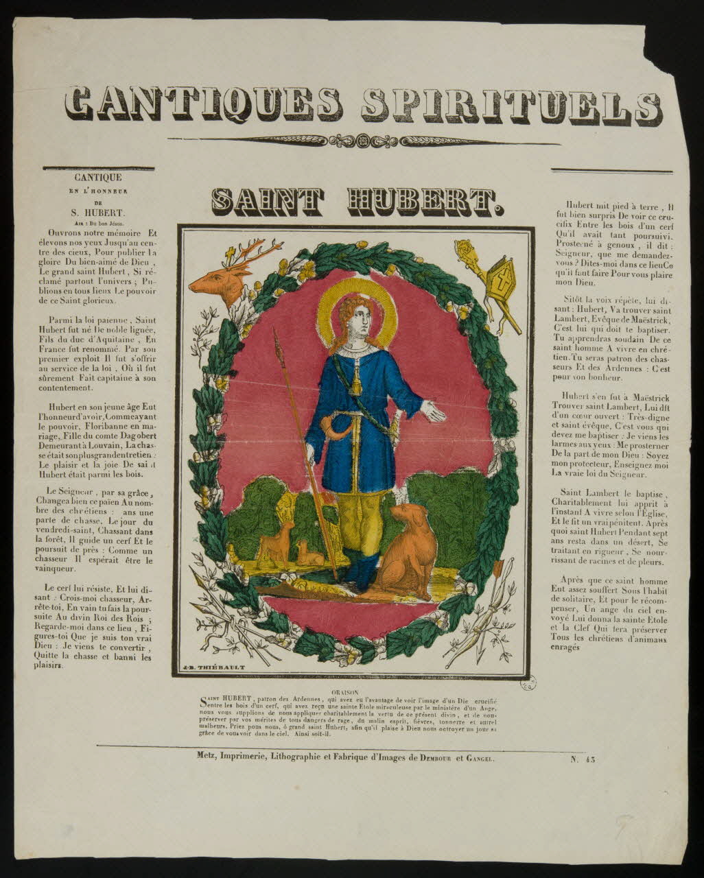 Dembour et Gangel estampe SAINT HUBERT. Metz 1840-1852 1952.39.100 Photo